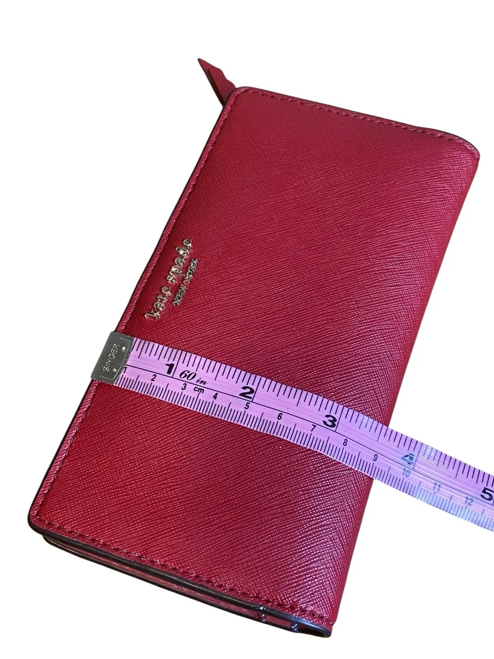 Kate Spade Cameron Slim Long Saffrino Red Leather Wallet